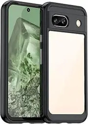 [FINON] Case for Google Pixel 8a Shockproof Phone Bumper Cover, Anti-Scratch Clear Back (Black, Google Pixel 8a)
