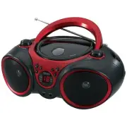 JENSEN CD-490 Portable Stereo CD Player with AM/FM Radio and Aux Line-In, Red