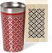 J-Kitchens Select Highball Glass, Stainless Steel, Vacuum Double Layer, Tumbler, Red, Wooden Box, 11.8 fl oz (350 ml)