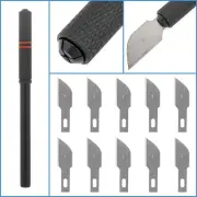 11pcs Arts Crafts Modellers Scalpel Blade 10mm Curved Spine Knife Metal Handle