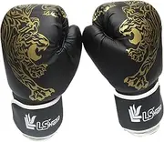 1/2 Boxing Training Gloves - Training Punching Gloves, Adult Professional Boxing Gloves | Vista Leather Boxing Gloves, PU Leather Tiger Print Gloves, Muay Thai Fighting for Men and Women Black, Red