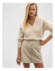 [Seed Heritage] Lofty V Neck Slouch Knit Jumper in Latte Marle