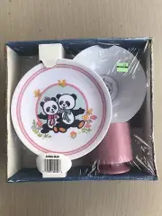 Vintage Melmac New 3 Piece Kiddie Set Brookpark Panda Toddler