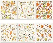 6 Pcs Swedish Kitchen Dishcloths Multi Purpose Kitchen Towel Flower Absorbent Dish Towels Soft Reusable Cleaning Dish Cloths Washable Decorative Tea Towels Bar Hand Towel (Maple Leaf)
