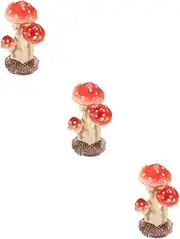 BESPORTBLE 3pcs Miniature Fairy Garden Decorations Mushroom Figurines for Decor Realistic Accessories