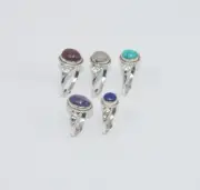 WHOLESALE 5PC 925 SOLID STERLING SILVER PINK ROSE QUARTZ AND MIX RING LOT l396