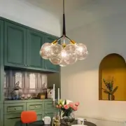 RRTYO Pendant Lights 19.7" 3-light Cluster Globe Glass Bubble Chandelier Black