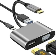 Male to Female Multi-Display Video Converter | USB C to HD Multimedia Interface/Dvi/Vga Adapter,Portable HDTV Port Hub for Conference Presentations