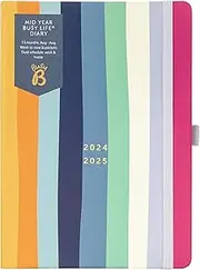 Busy B Mid Year Busy Life Diary August 2024 - August 2025. Stripe Academic Diary 2024-2025 Bag Size Week to view Planner with Pen Holder, Elastic Closure and Storage Pockets