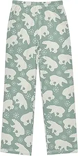 [ZZXXB] Polar Bear Snowflake Boys Long Pants Soft Trousers Elastic Waist Kids Lounge Bottoms with Pockets S-XL