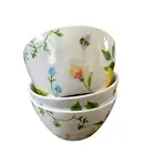 Set of 4 SHABBY CHIC Spring Floral Bumblebee MELAMINE 4.5" Tidbit Fruit Bowl NEW
