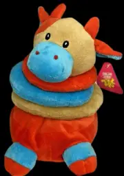Sugar Loaf ACMI 12" Red Blue Tan Giraffe Baby Toy Rings Plush