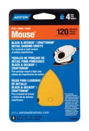 Norton 7660702316 120-Grit Hook & Loop Medium Iron Shape Sanding Sheet 7 x 3 in.