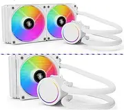 Compatible with Water Cooler CPU Cooling Computer RGB Water Cooling Heatsink Integrated CPU Cooler Fan Radiator LGA 1700/1151/2011/AM3+/AM4(ACSE120,White)