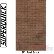 Building Paper RED BRICK D1 1:76 Scale OO HO Gauge Pack 6 D01 SuperQuick