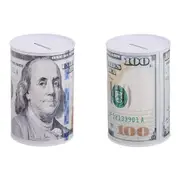2 Pack Metal Money Saving Banks Benjamin Franklin 100 Dollar Bill Tin Design