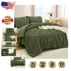 Elegant Olive Green Geometric Tufted Comforter Set - 7 Pieces for Cal King Bed