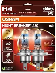 OSRAM Night Breaker 220, H4, 220% more brightness, halogen headlight lamp, 64193NB220, folding box (2 lamps), white