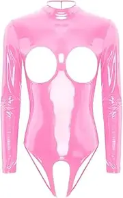 [GRRKDFQ] Women's Lingerie & Underwear Open Cup Bra Back Zipper Crotchless One-Piece Top