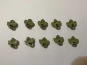 Lego Lot Of 10 Olive Green Plants Plant W/ Plate Leaves 3 Leaf