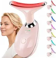 Facial Massager with Red Light Therapy, 7 Colour Face and Neck Sculpting Wand, At-Home Skin Care Tool (Pink)