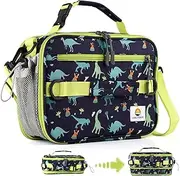 Insulated Lunch Bag,Expandable Kids Lunch Box,Double Zipper & lunch Bag Kids with Strap,Lightweight Reusable Lunch Tote Bag for Boys Girls,Meal Containers for School/Picnic (Dinosaur)