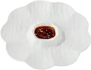 yanzisura Flower Shaped Dipping Bowl - Seasoning Bowl Flower Shaped Plates | Dumpling Plates with Sauce Compartment for Home, Wedding, Family Gathering