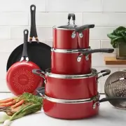 Tramontina 11-Piece Nonstick Porcelain Enamel Cookware Set Red