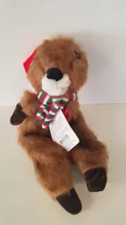Dog Toy Holiday Time Groundhog Plush Crinkly Flat 12 inch