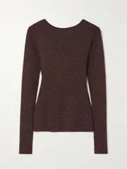[Max Mara] Max Mara - Leisure Favella Metallic Ribbed-knit Sweater - Red - x large x large Red