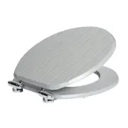 1x Grey Soft Close Wooden Toilet Seat Oval Shape Bathroom WC Top Fittings