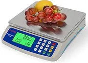 30kg/1g Electronic Kitchen Scale Stainless Steel Digital Food Scale Counting Balance with LCD Display Batteries Included and 6V poweradapter