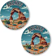 [No Thorns Media] Arches National Park Utah 2 Pack Pinback Buttons 2.25" Fun Pins for Clothes, Backpacks, Hats, and Jackets - Cartoon, Retro, and Punk Style Lapel Badges, Slogans, and Party Pins ID45000, Metal, no