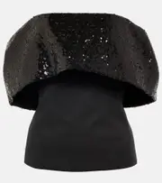 [Staud] Staud Giselle sequined off-shoulder top AU 8 black