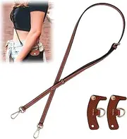 [TOYMIS] Leather Purse Straps Replacement, Genuine Leather Shoulder Strap with Punch-Free Adapter Adjustable Replacement Strap for Handbag Crossbody Bag Purse for Mini Le PLIAGE (Brown)