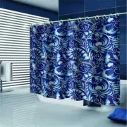 Blue White Leaf Article 3D Shower Curtain Waterproof Fabric Bathroom Decoration