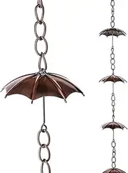 Rain Chain Umbrella Rain Chains for Outside Garden Yard Decor, Eaves Drainage Rain Chain Gutter/Rainwater Catcher Chain, Divert Water Rain Chime Iron (Size : 200cm (6.5ft))
