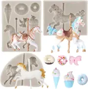 Carousel Horse Silicone Fondant Molds Merry-Go-Round Chocolate Gum Paste Molds f