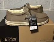 Men's Original Hey Dude Wally Wenge Canvas Laced-Up Loafer Shoes Size 8