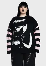 [Dolls Kill x Emily The Strange] Plus Brooding Besties Knit Sweater