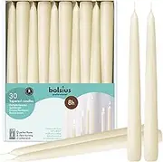 BOLSIUS 30 Count Household Ivory Taper Candles - 10 Inches - Premium European Quality - 8 Burn Hours - Bulk Pack Unscented Dripless and Smokeless Home Décor, Restaurant, Wedding, & Party Candlesticks