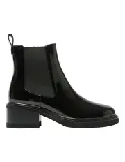 [Jane Debster] Detroit Boot in Black Crinkle Patent