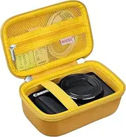 [BOVKE] Travel Case for Canon PowerShot SX740 HS Digital Camera, Storage Bag Holder for Canon SX730/ SX720/ SX620/ G7X Camera with Extra Pocket for Batteries, Cables, SD Cards, Yellow