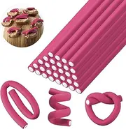 Pack of 30 Pink Flexible Hair Curlers Flexi Rods Curlers Overnight Foam Stick for Curls 24 x 0.8 cm, Flexible Curling Iron Twist Foam Heat-Free Curlers, Soft Foam Without Heat