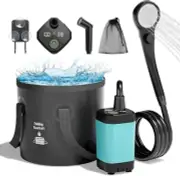 - Portable Camping Shower, 6000mAh Rechargeable Shower Pump, Filtered Shower Hea