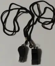2 Pack Sports Whistles Loud Clear Sound Lanyard Mouth Grip 19.5" Coach Referee