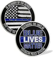 Thin Blue Line Police Officer Challenge Coin Law Enforcement Military Coin Collection