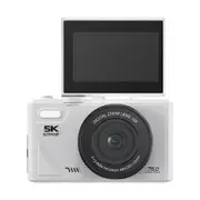 75MP 5K 18X Zoom Digital Camera for Photography and Vlogging Flip Screen 64GB TF Card YouTube Christmas Gift COL White