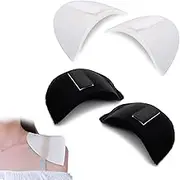 2 Pairs of Shoulder Pads with Anti Slip Sponge Detachable Shoulder Pads for Womens Clothing Non Slip Sponge Bra Strap Cushion Reusable Shoulder Protectors for Blazer Coat Suit Jackets (Black+White)