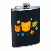 Kitten Solar System Em1 Flask 8oz Stainless Steel Hip Drinking Whiskey